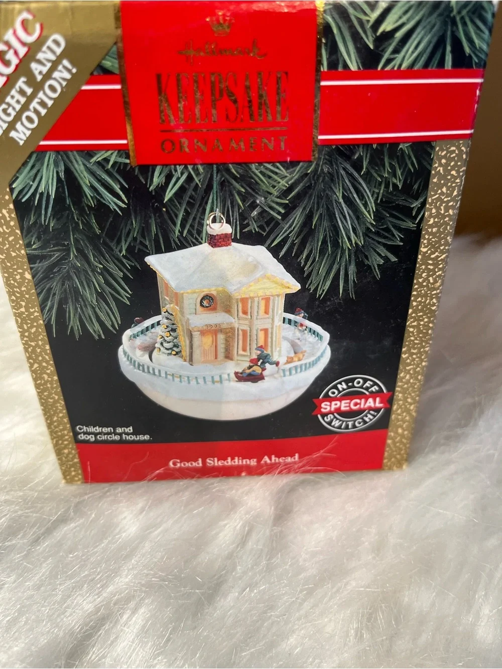 Hallmark 1992 Light and Sound Ornament “Good Sledding Ahead”